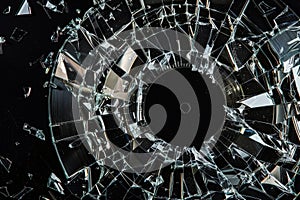 A dramatic depiction of a broken compact disc, featuring shattered pieces and reflective surfaces on a dark background