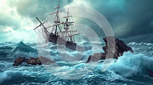 Dramatic Descent: Sinking Sailing Ship Battles Ocean\'s Unforgiving Depths