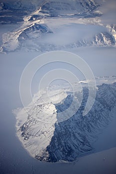 Dramatic East Greenland coastal winter landscape