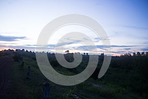 Dramatic evening cloudscape in city blue and red sky