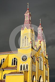 Wooden church in Castro, Chile photo
