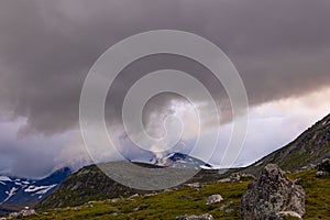 Dramatic evening skies over the Sarek National Park, Sweden.