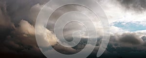 Dramatic evening sky with accumulation of various clouds