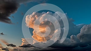 Dramatic evening sky with accumulation of various clouds