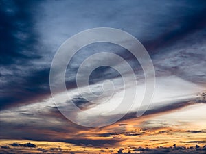 Dramatic evening sky from below