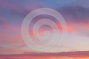 Dramatic sky with colorful clouds at sunset