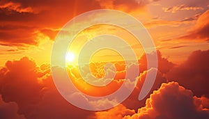 Dramatic Evening Sky With Orange Light