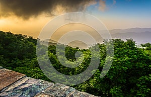 Dramatic evening view of the Blue Ridge Mountains from the Blue