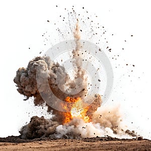 Dramatic Explosion Impact Isolated on White Background