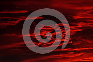 Dramatic fiery storm sky