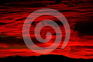 Dramatic fiery storm sky