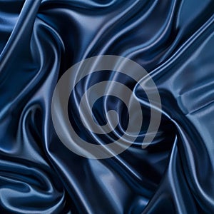 Dramatic folds and creases of lustrous blue silk create a captivating visual texture, with highlights and shadows adding