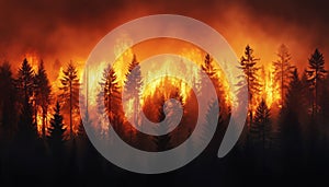 Dramatic Forest Fire Panorama