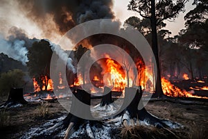 Dramatic Forest Fire Scene