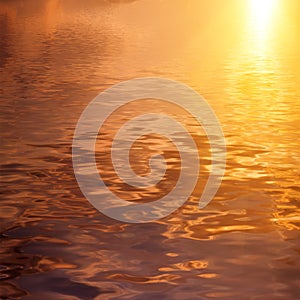 Dramatic golden sky reflected in water