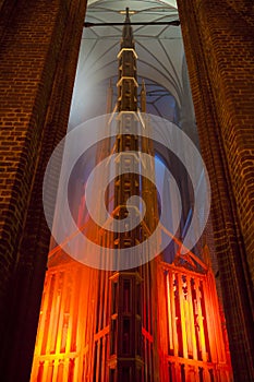 Dramatic gothic church interior.