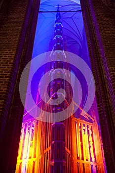 Dramatic gothic church interior.