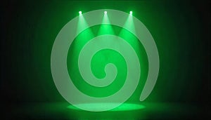 Dramatic Green Stage Lighting Spotlight Haze Background