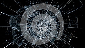 Exploding Glass Shards on Black Background