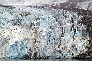 Dramatic ice details on a glacier wall.