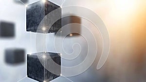 Dramatic illumination of a dark cube, study in contrast, shadow, and geometric form