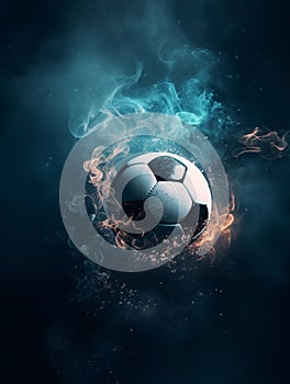 Dramatic image of a football on fire flying