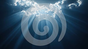 Heavenly light rays breaking through clouds. AI Generated