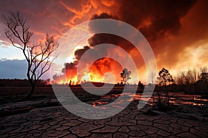 Hell sunset. Hell's Fire - Flames, fire and sunset