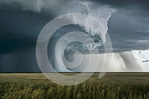 Dramatic image of tornado forming in the distance