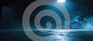 The dramatic interplay of light and smoke in a mysterious space. AI generated image