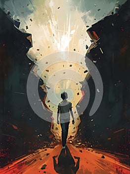 Dramatic Journey Through Darkness Toward A Powerful Breakthrough Light Moment