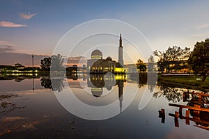 Lakeside mosque sunrise