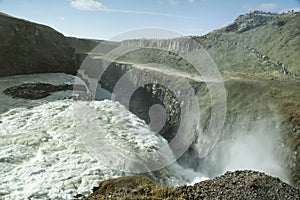 Dramatic Landscape At Gulfoss Waterfall In Iceland