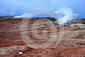 Dramatic Landscape at Gunnuhver Geothermal Area on the Volcanic Reykjanes Peninsula, Western Iceland