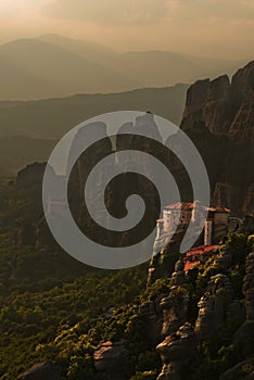 Dramatic landscape of monastery in Meteora