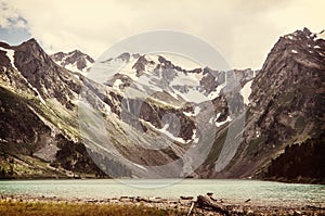 Dramatic landscape with mountains at coastline