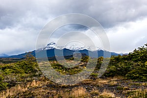 Dramatic landscape of Patagonian mountains, near the beagle channel. Ushuaia, patagonia, Argentina