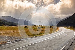 dramatic landscape scenery Arthur's pass in south New Zealand