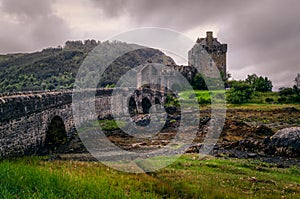 Dramatic landscape view of Eilean Donan castle, Scotland