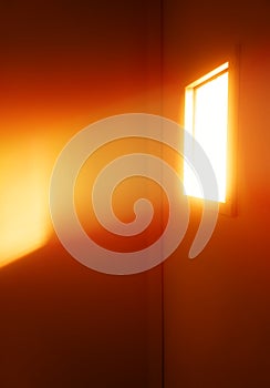 Dramatic light ray through the window of prison cell background