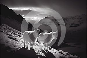 White mountain goats sheep
