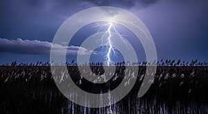 Dramatic Lightning Storm Over Dark Landscape