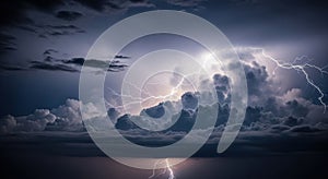 Dramatic Lightning Storm Over the Ocean at Night