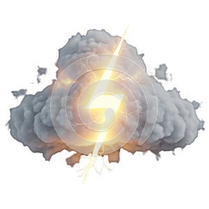 Dramatic lightning strike through dark clouds