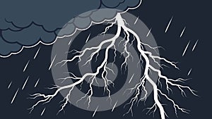 Dramatic Lightning Strike in Dark Night Sky, Electrical Storm, vector design Generative AI