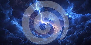 Dramatic Lightning Strike in Dark Storm Clouds