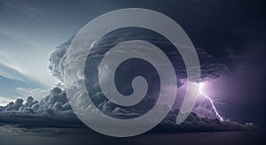 Dramatic Lightning Strike in Ominous Storm Clouds