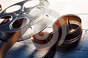 Dramatic lit image of a movie reel