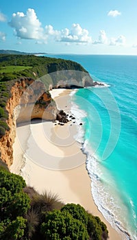 Dramatic Long Bay, Anguilla, showing dune and ocean , getaway, sand