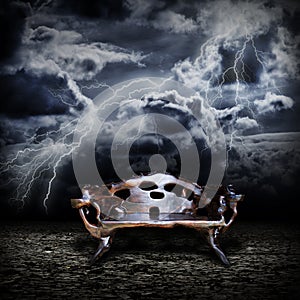 Dramatic majestic wooden throne